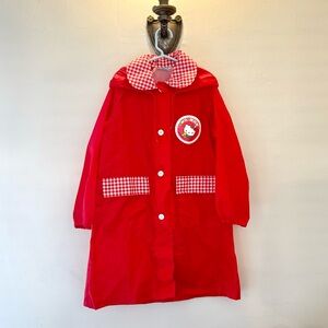 Vintage 90s Hello Kitty Sanrio Children’s Rain Coat & Storage Bag in Red Gingham